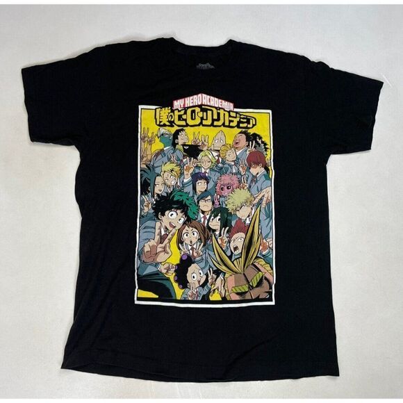 My Hero Academia T-shirt Men Large Black Short Sleeve Graphic Anime Short Sleeve - Picture 1 of 5